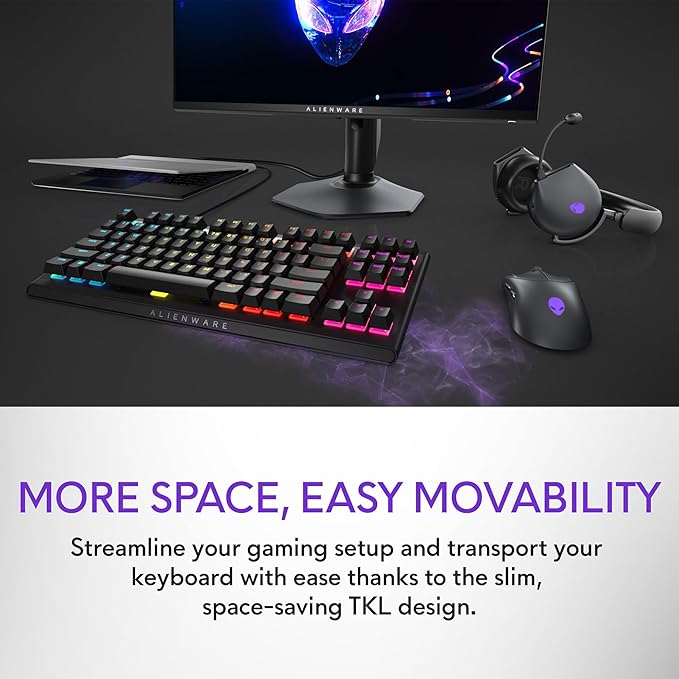 Alienware Tenkeyless Gaming Keyboard - AW420K - Dark Side of The Moon - Wired, Programmable, Cherry MX Red, USB, AlienFX RGB / 16.8 Million Colours
