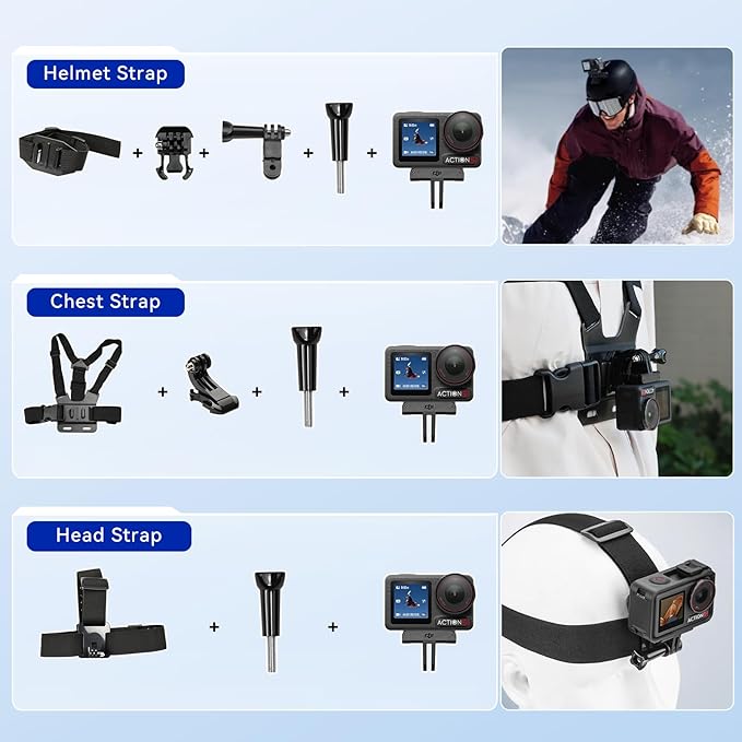 DJI Osmo Action 5 Pro Standard Combo,with 58 Piece Accessory Kit+ 64GB Card - Waterproof Action Camera with 1/1.3" Sensor, 4K/120fps Video, Action Camera 4K Ideal for Sports (Total 1 Battery)