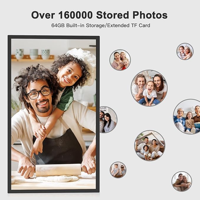 32 Inch Extra Large Digital-Picture-Frame - FHD IPS Dual-WiFi Digital Photo Frame, Remote Control, Smarthphone Synchronous Screen, Load Photo Video from Phone via APP Email, Digital Frame for Gallery