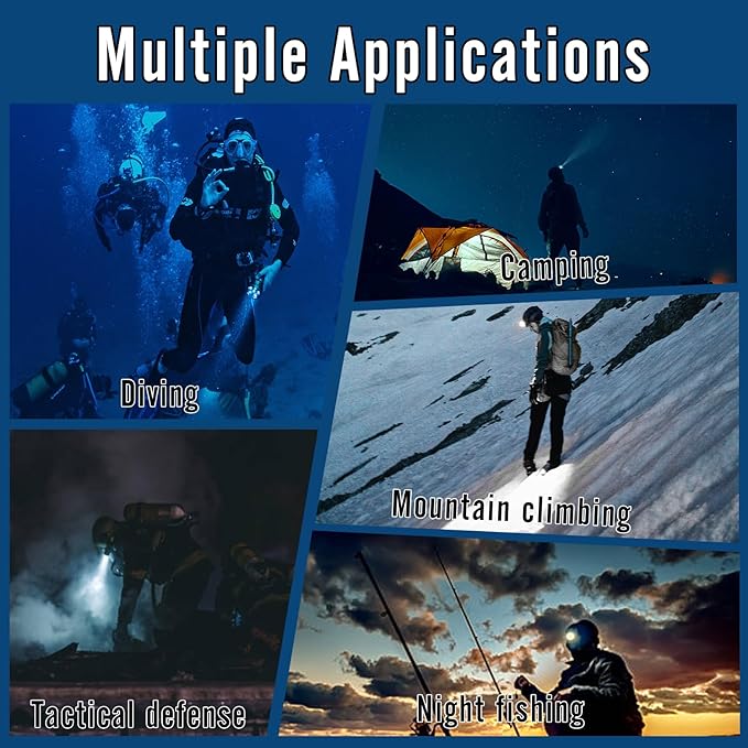 Scuba Diving Flashlights 4000 Lumen IP68 Waterproof Underwater Light for 100m/330ft CRI=90 Underwater Photography with Adjustable Handle