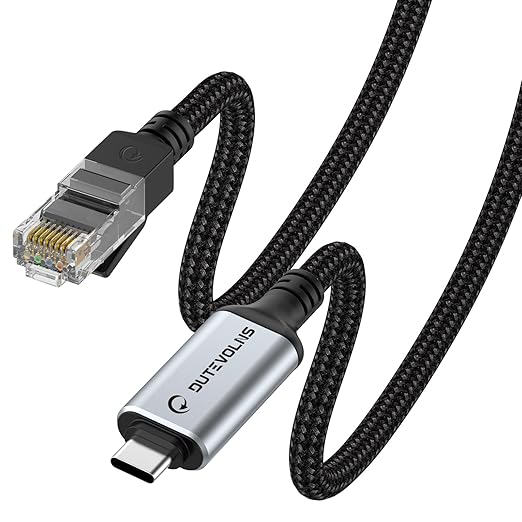 USB C to Ethernet Cable 3.3FT, Type C to RJ45 Nylon Cord, Gigabit Directly Connected, Compatible for MacBook Pro, iPad Pro, Smartphone, Laptop, PC