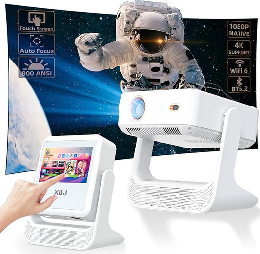 [Touch Screen/Auto Focus & Keystone/Built-In Apps] A2Pro Smart Projector with Touch Tablet , Wifi 6 Bluetooth Portable Movie Projector with Stereo Speaker, Support 4K, 800 ANSI, Indoor/Outdoor Use