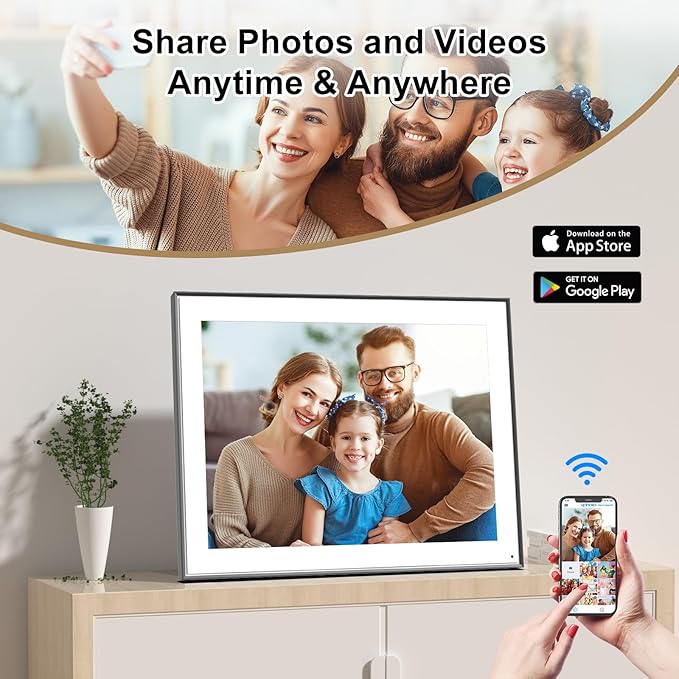 Large-Digital-Photo-Frame 16.2" Digital Picture Frame - 32GB Digital Frame, IPS Touch Screen, Wall Mounted, Full Function, Share Photo Video via App Email, Wall Mountable, Birthday Gifts for Her Him