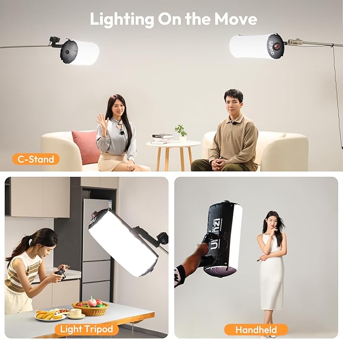 Ulanzi AL60 Inflatable Tube Light - LED Video Light Photography with Remote, 2700K-6500K CRI≥96 10 Effects Portable Photography Camera Soft Light for Game/Live Stream/YouTube(Not Adapter & Power Bank)