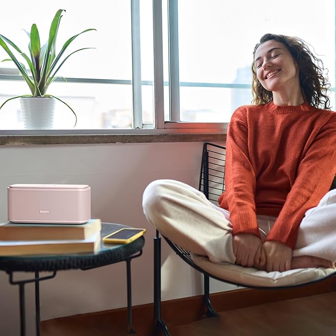 DOSS SoundBox Touch Wireless Bluetooth Speaker with 12W HD Sound and Bass, IPX5 Water-Resistant, 20H Playtime, Handsfree, Portable for Office, Home, Outdoor, Travel- Light Pink