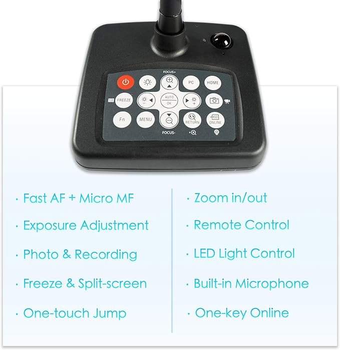 IB520 HDMI/USB 5MP Document Camera with 16x Digital Zoom, Autofocus, LED Light, Professional Visual Communication Tool of Real-time Projection, Compact for Teachers in Classroom