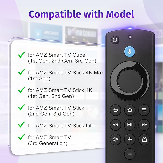 yalanle Replacement Voice Remote Control Fit for AMZ Smart TVs Stick/TV Cube，Stick 4K/4K Max(1st / 2nd Gen), Stick HD/Lite, Smart TV 3rd Gen,and for Insignia-Toshiba-Pioneer-Smart TV