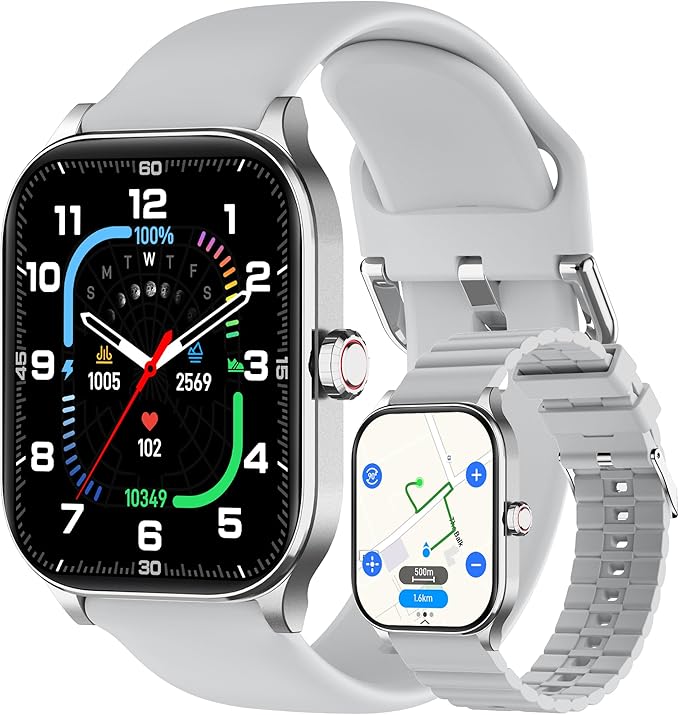 Smart Watch with AI (Built-in GPS + Map), 1.96" HD Fitness Tracker for Men Women, 100+ Sports Modes, Call/Reply/Notification, 24/7 Heart Rate & Sleep Monitor, Waterproof Smartwatch for Android iPhone