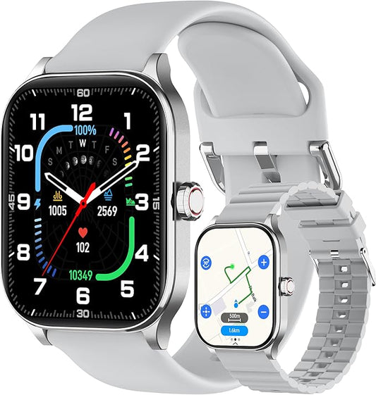 Smart Watch with AI (Built-in GPS + Map), 1.96" HD Fitness Tracker for Men Women, 100+ Sports Modes, Call/Reply/Notification, 24/7 Heart Rate & Sleep Monitor, Waterproof Smartwatch for Android iPhone