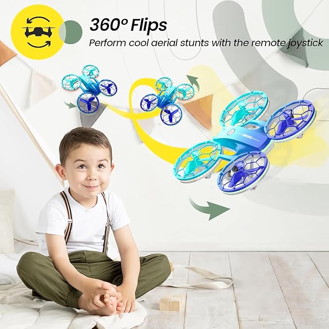 Drone for Kids and Beginners, Quadcopter Indoor Small with 2 Modular Batteries, 360° Flips, 3 Speeds, Auto Hover, LED Lights, Great Christmas Birthday Gift Toy for Boys and Girls