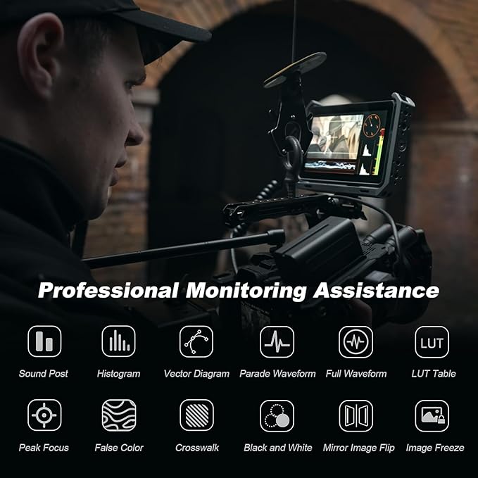 VILTROX DC-X3 6" Camera Field Monitors DCX3 for DSLR Touchscreen External Monitor 4k 2000nits X3 Monitor for Sony Canon Nikon 3D LUT 1920x1080 IPS with Sunshield 2200 MAh Battery