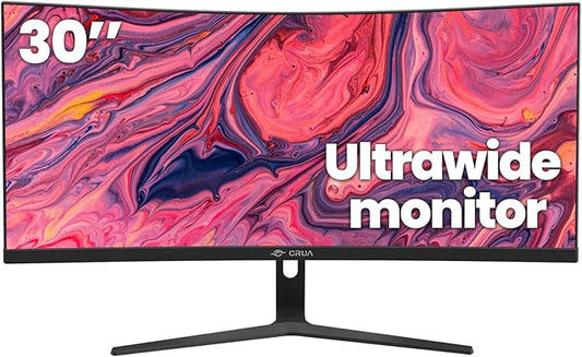 CRUA 30Inch Ultrawide Curved Monitor, 21:9 WFHD(2560x1080P) VA Computer Monitor, 120% sRGB 100HZ 1500R PC Monitors Support FreeSync, Wall-Mounted, with HDMI/DP Display Port-Black