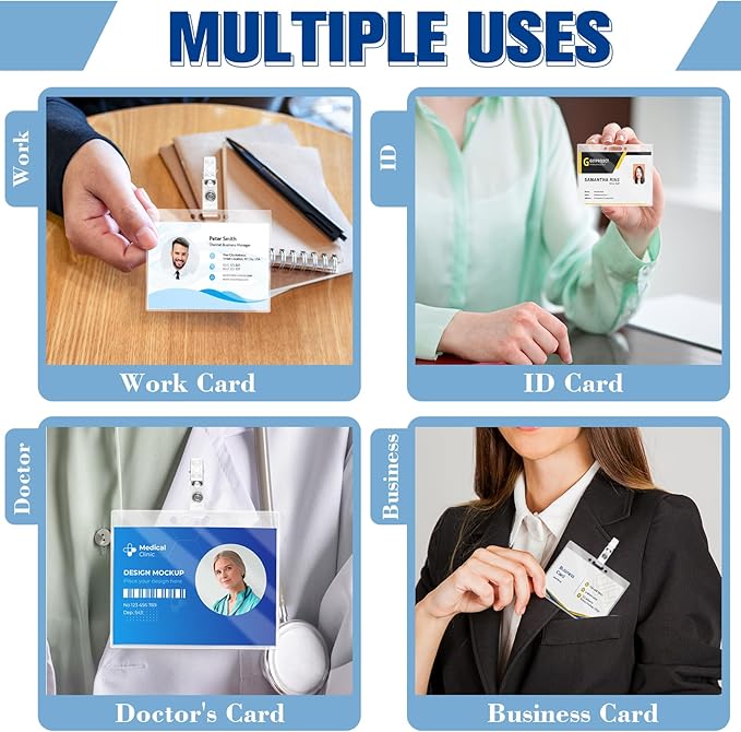 100 Pieces Laminating Pouch with 50PCS Clips Government-Size Card Laminating Pouches Luggage Tags Thermal Laminate Pouch Tags Kit Clear Laminating Pouch for Work Permits Pass Cards Student ID Cards