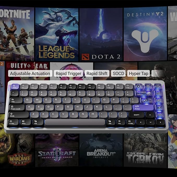nuphy Air75 HE Rapid Trigger Wired Custom Magnetic Gaming Keyboard,RGB HotSwap, 84 Keys 75% Layout Adjustable Actuation Esports Low Profile Keyboard, Hall Effect Keyboard(Magnetic Jade Pro Switch)