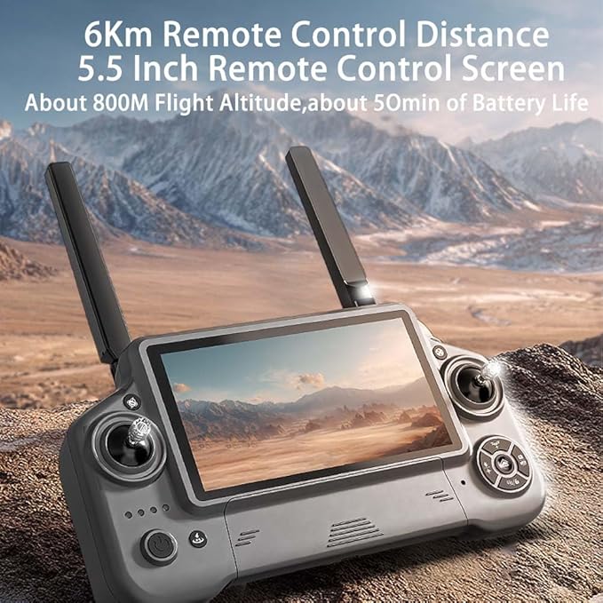 X-Verse KF100MAX Drones with Camera for Adults 4K EIS, RC Screen, 6KM RC Distance, 3-Axis Gimbal, Professional Drone with Obstacle Avoidance, Digital GPS Transmission Quadcopter, 3 Batteries for 150min Max Flight Time