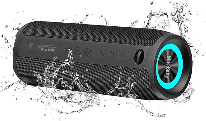 Bluetooth Speaker IPX6 Waterproof.Musibaby M88pro with Loud Stereo Sound,Portable Wireless Speaker,40H Battery,Bluetooth 5.3,Dual Pairing, Shower Outdoor Speaker for Party, Beach, Gifts Ideal.