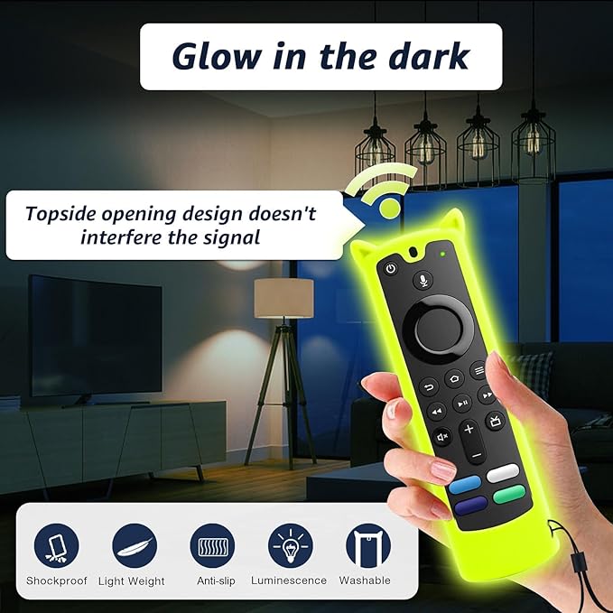 3 Packs Protective Remote Cover Case, Silicone Sleeve Remote Control Cover Glow in The Dark with Lanyard(Glow Green & Glow Yellow & Glow Pink)
