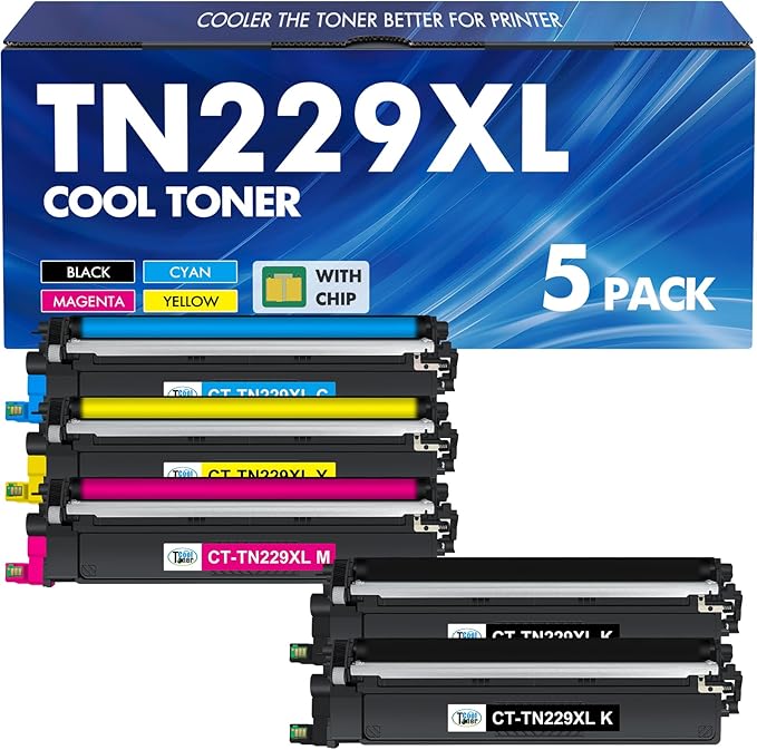 TN229XL TN229 229XL MFC-L3780CDW Toner Cartridges: HL-L3220CDW Compatible for Brother TN229XL TN229 TN 229XL TN-229 HL-L3280CDW HL-L3300CDW HL-L3295CDW MFC-L8395CDW MFC-L3720CDW Printer (5 Pack)