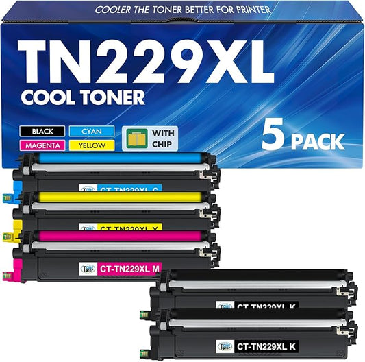 TN229XL TN229 229XL MFC-L3780CDW Toner Cartridges: HL-L3220CDW Compatible for Brother TN229XL TN229 TN 229XL TN-229 HL-L3280CDW HL-L3300CDW HL-L3295CDW MFC-L8395CDW MFC-L3720CDW Printer (5 Pack)