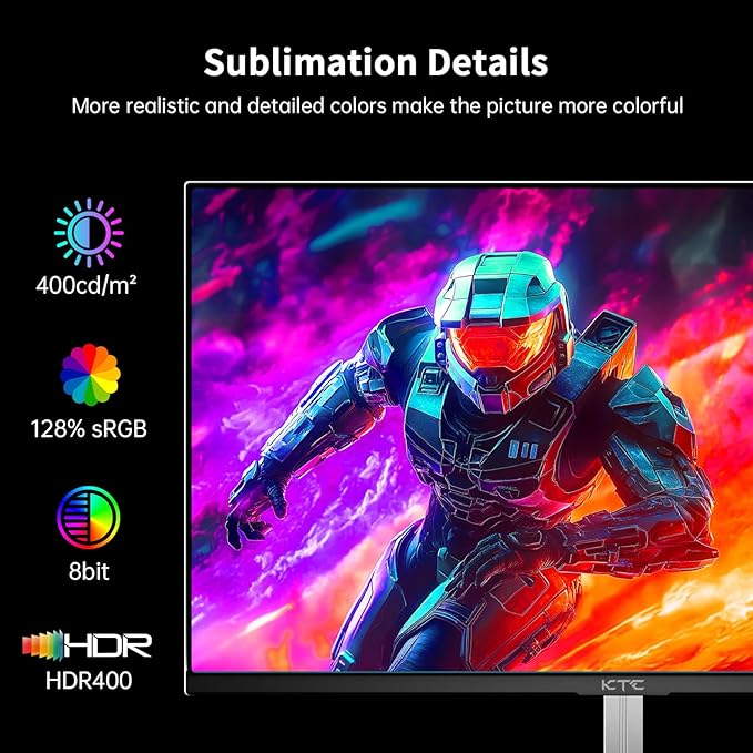 KTC 24.5 Inch 400Hz Gaming Monitor, FHD 1080P 240Hz Computer Monitor, Fast IPS, FreeSync/G-Sync Compatible, HDR400, DisplayPort x2 HDMI x2, VESA, Tilt Adjustable,H25X7