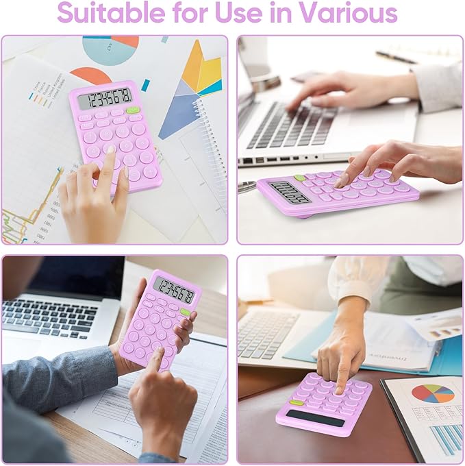 Basic 4 Function Calculator for Students and Office: Small, Portable, and Easy-to-use - Suitable for School and Office Essentials(Purple)