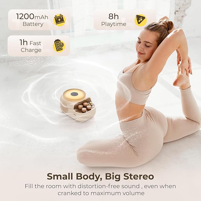 Speakers Bluetooth Wireless, 3 in 1 Protable Cute Speakers with Aromatic Tray, Vintage Record Player Look, Adjustable Ambient Lights for Home Office Decor, Gifts for Mother, Girlfriend, Men