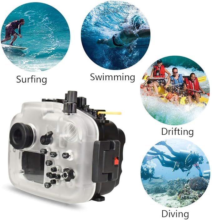 Sea frogs Underwater Camera Housing Compatible with Panasonic GH5 12-60mm IPX8 40m/130ft Maximum Diving Depth Waterproof Camera Case for Diving, Surfing, Rowing
