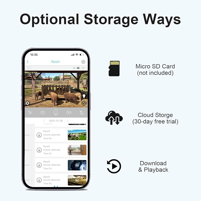 4G LTE Cellular Security Camera Wireless Outdoor, No WiFi Security Camera with Solar Panel, Off Grid Cell Camera for Jobsite, Built-in SIM Card