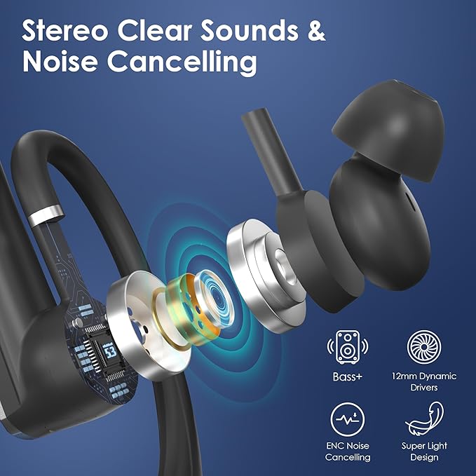 Bluetooth Headset with Microphone, Wireless Earpiece with Charging Case for Cellphones, PC, Single Ear Headset with Mute for Trucker Driver, Remote Work, Skype, Zoom, Teams, Call Center