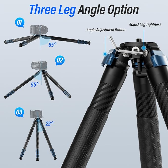 SIRUI AM-324 Professional Camera Tripod, 57” Compact Carbon Fiber Tripod for Mirrorless Camera, DSLR, 4-Section with Max Tube Dia 32mm, Load Up to 39.8lbs/18kg