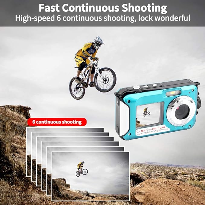 4K Underwater Camera with 32GB Card 1250mAh Battery 56MP Autofocus 11FT Waterproof Camera Dual-Screen Selfie 16X Waterproof Floatable Digital Camera Underwater Camera for Snorkeling