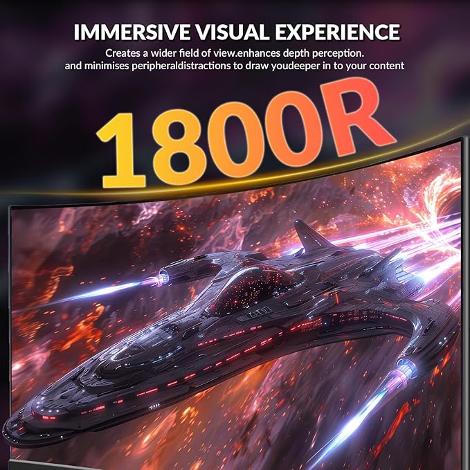 ZZA 27" Curved Gaming Monitor, 280Hz Refresh Rate, FHD 1920x1080p, 1800R VA Panel, 100% sRGB, AMD FreeSync, Low Blue Light, Ultra-Smooth Esports Display, HDMI 2.0 & DP 1.4, VESA Wall Mountable