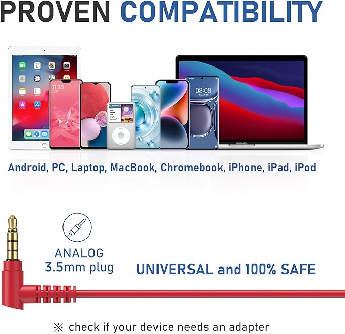 LUDOS Zenith Wired Earbuds in-Ear Headphones, 2 Years Warranty, Earphones with Microphone, Corded for 3.5mm Jack Ear Buds for iPhone, Samsung, Computer, Laptop, Kids, School Students, Woman - Red