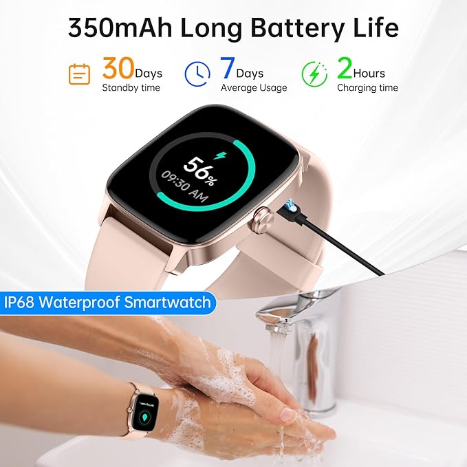 Smart Watches for Women Men with Bluetooth Call & AI Voice, 1.85" HD Fitness Tracker with Heart Rate SpO2 Sleep Monitor, 100+ Sports Modes,Mini Games, IP68 Waterproof Smartwatch for Android iOS Phones