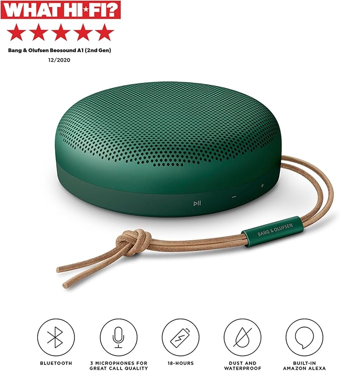 Bang & Olufsen Beosound A1 2nd Generation Wireless Portable Waterproof Bluetooth Speaker With Microphone, Green