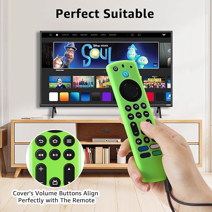 (2Pcs) OneBom Silicone Remote Case Glow in The Dark for Firetv 4K Max (2nd)/Insignia/Pioneer/Omni (QLED) Series with Lanyard, Lightweight Anti-Slip Shockproof(Glow Green&Glow Pink)