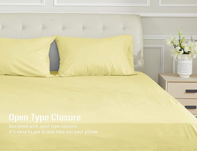 Sunflower Queen Pillowcases Set of 2, 100% Cotton Queen Size Pillow Cases 2, 20×30 inches Honeyed Straw, Soft and Breathable