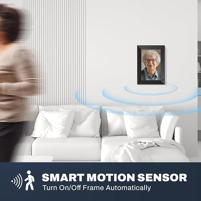 8 inch Digital Picture Frame, 1280x800 HD IPS WiFi Digital Photo Frame, 16GB Storage, Instantly Share Photo/Video via Apps/Email, USB/Mirco SD, Black