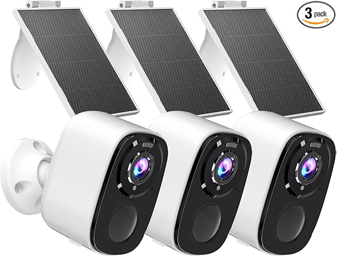 Rraycom 5MP Solar Security Cameras Wireless Outdoor with Solar Panel, 2K QHD WiFi Wireless Camera for Home Security with Color Night Vision, Motion Detection, 2-Way Talk, Compatible with Alexa