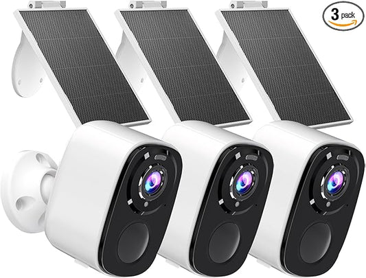 Rraycom 5MP Solar Security Cameras Wireless Outdoor with Solar Panel, 2K QHD WiFi Wireless Camera for Home Security with Color Night Vision, Motion Detection, 2-Way Talk, Compatible with Alexa
