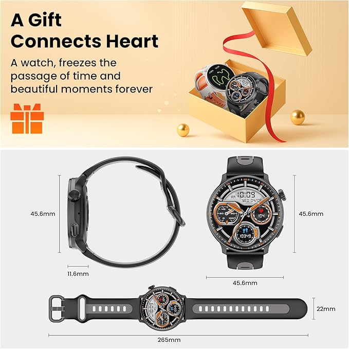 Smart Watch for Men Women GPS, 1.43'' AMOLED Smartwatch with Compass/Barometer/Altimeter 100+ Sports Fitness Tracker with Health Monitor for Android iOS 3ATM Waterproof Answer/Make Call