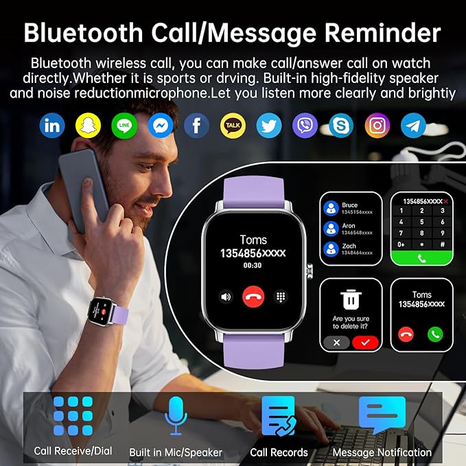 Smart Watch for Men Women Fitness: Make Answer Call Digital Mens Watches Waterproof Running Pedometer Smartwatch for Android Phone iPhone Samsung Compatible Sleep SpO2 Heart Rate Monitor Step Tracker