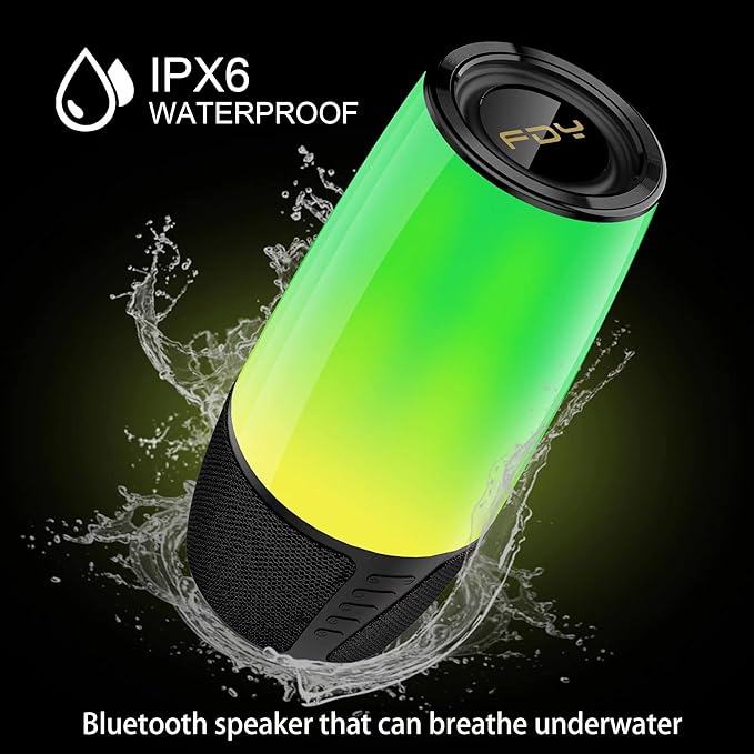 FDY Portable Bluetooth Speaker,9 Color LED Lighting,Wireless Speakers 40W Loud Sound,IPX6 Waterproof,Bluetooth 5.3,360° Stereo Sound Effect for Home/Outdoor/Party/Beach, Birthday Gift(Colorful)