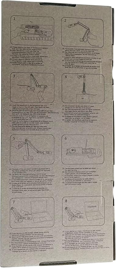 THUSTAR 8MP Document Camera & Webcam 4K with Dual Microphones, USB Visualiser A3-Size, 3-Level LED Lights, Image Invert Function, Fold, for Live Demo, Distance Education -Windows, macOS and Chrome OS