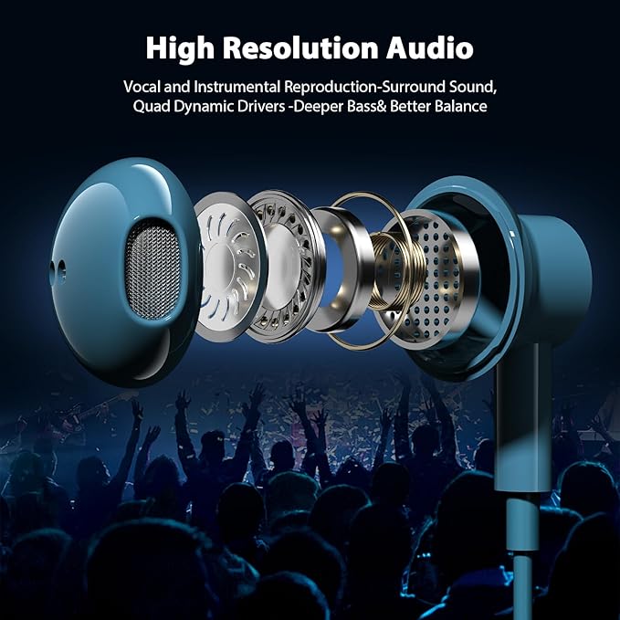 USB C Headphones for iPhone 17 Pro Max 16e 16 15 Plus, Type C Headphone Wired Earbuds with Mic HiFi Magnetic Sport Earphone for iPad mini Pro Air Samsung Flip5 Fold6 A55 Galaxy S25 S24 S23 OnePlus 9