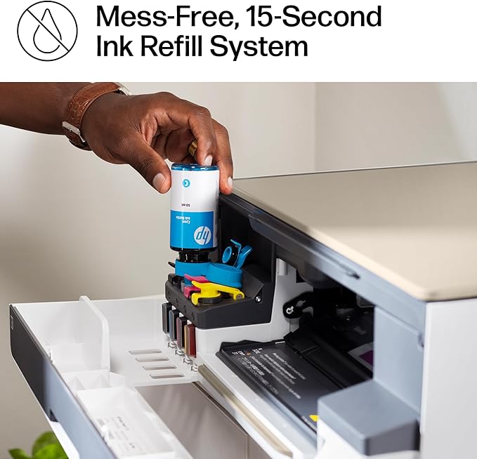 HP Smart Tank 5000 Wireless All-in-One Ink Tank Printer, Scanner, Copier with 2 years of ink included, Best-for-home, Refillable, AI-enabled (5D1B6A)