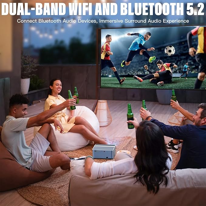 [600ANSI & Auto Focus]4K Home Theater Projector with WiFi and Bluetooth, Native 1080P Movie Projector for Indoor/Outdoor, Auto Keystone & 50% Zoom, Smart Projector for Smartphone/Laptop/USB