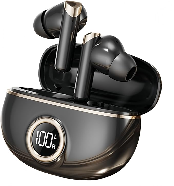 Wireless Earbuds, Bluetooth 5.4 Headphones Bass Stereo, Ear Buds with Noise Cancelling Mic LED Display, IP7 Waterproof in Ear Earphones, 42H Playtime for Laptop Pad Phones Sports Workout