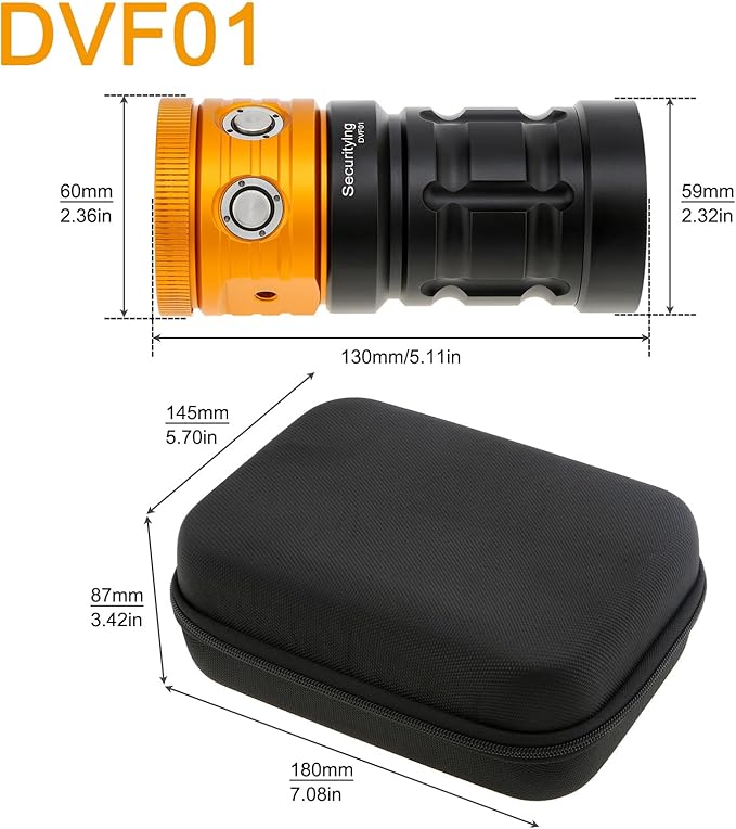 Diving Light for Underwater Photography, DVF01 25000 Lumens, 100m Underwater Video Light, Aluminum Alloy Diving Flashlight with Type-C Charging Waterproof Flashlight for Photography