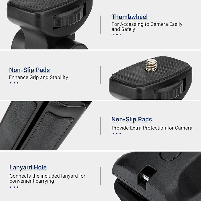 JJC Wired Remote Shooting Grip & Mini Tripod for Panasonic Lumix DC-ZS99 G100D S9 Camera, Replaces Panasonic DMW-SHGR2 Tripod Grip for Selfie Video Recording Vlogging